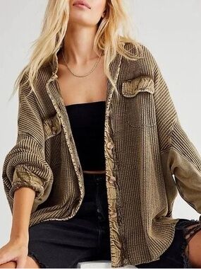 Free People One Scout Jacket Shacket Army Green Size Extra Small